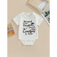 thumbnail image 2 of Coduop Newborn Baby Short Sleeve Rompers Cowboy Hat Print Crew Neck Jumpsuit Summer Casual Bodysuit, 2 of 9