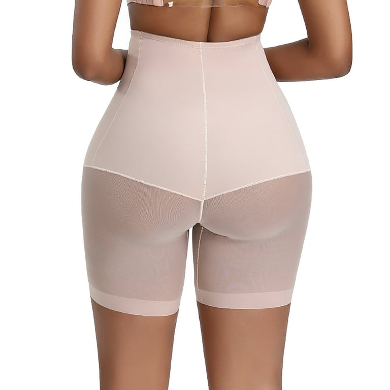 MRULIC shapewear for women tummy control Women's high waist waist half mesh  traceless waist shaping pants Beige + XXL 