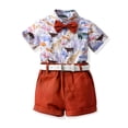 thumbnail image 5 of WOLLED 2PCS Baby Toddler Boys Handsome Gentleman Shorts Outfit Set Newborn Floral Dress Shirt + Bow-Tie + Shorts Sets, 5 of 10