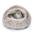 thumbnail image 1 of Cama para gatos CATISM, de felpa, con capucha, autocalentable, para gatos de interior, 1 of 8