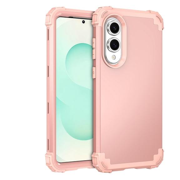 TECH CIRCLE for Samsung Galaxy S25 Edge Slim Soft Rubber Armor Case,Three Layer Heavy Duty Shockproof Protection Hard Plastic Bumper   Soft Silicone Rubber Hybrid Protective Cover,Rosegold