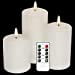 thumbnail image 3 of GenSwin 3D Wick Flameless Flickering Candles Battery Operated with Remote Timer, Real Wax Pillar LED Votive Candles Warm Light, Set of 3 Party/Wedding/Home Decor(White, D3â€ x H4.6â€ 5.8â€ 6.8â€), 3 of 15