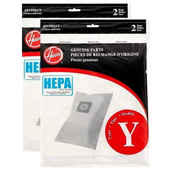 Hoover WindTunnel Y HEPA Pleated Vacuum Filter Bags AH10040 902419001 - Total 4 Bags