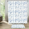 thumbnail image 3 of FRAMICS 16-Piece Watercolor Floral Shower Curtain Sets with Rugs, Blue Botanical Bathroom Sets, Waterproof Fabric Bathroom Curtain Decor with Hooks, 3 of 9