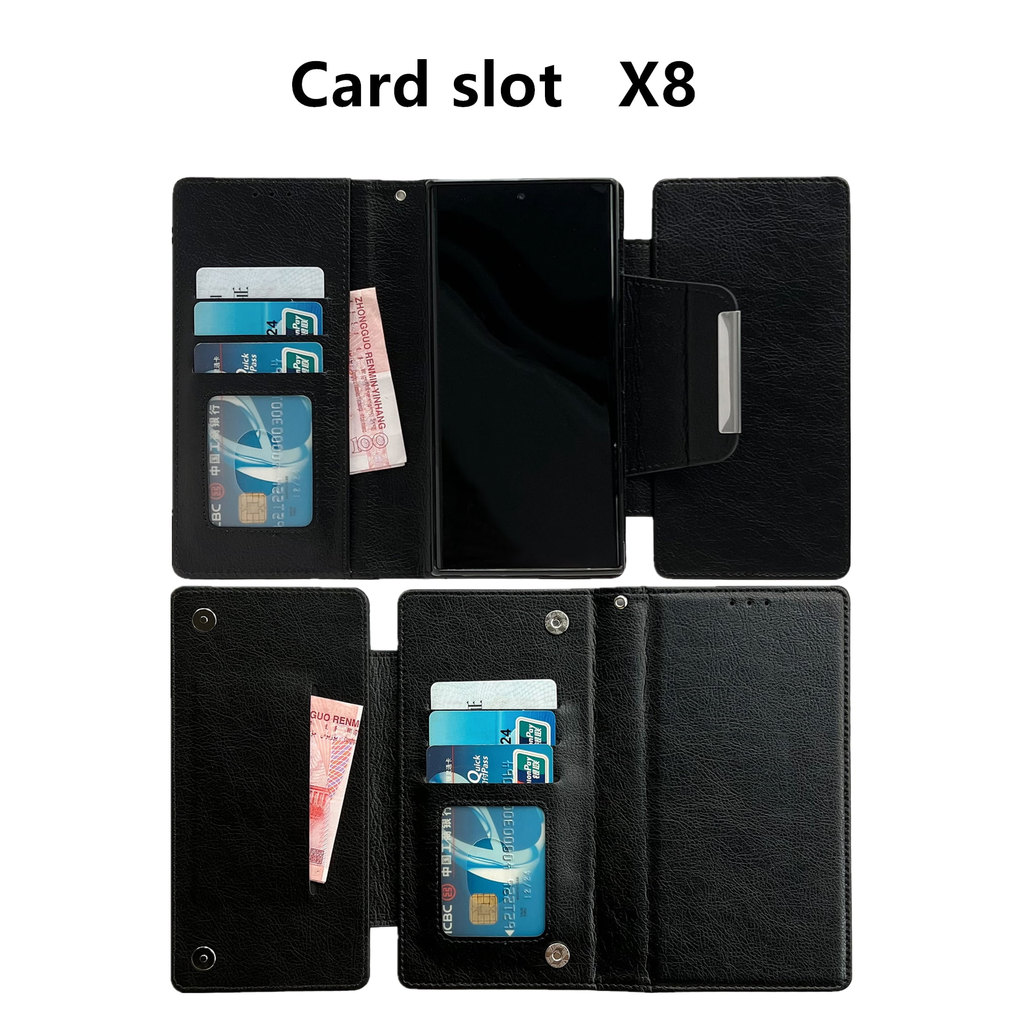 Designed For Samsung Galaxy S25 Wallet Phone Case,Detachable PU Leather Magnetic Flip,With Card Slots,Flip Folding Kickstand,Heavy Duty Anti-fall Shockproof Rugged Phone Case,Black