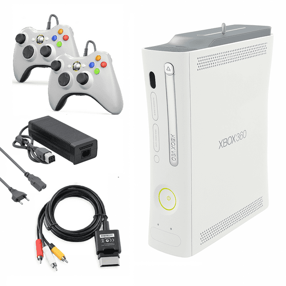 Restored Microsoft Xbox 360 Console Original White with Two Retrofam Controllers (Refurbished)