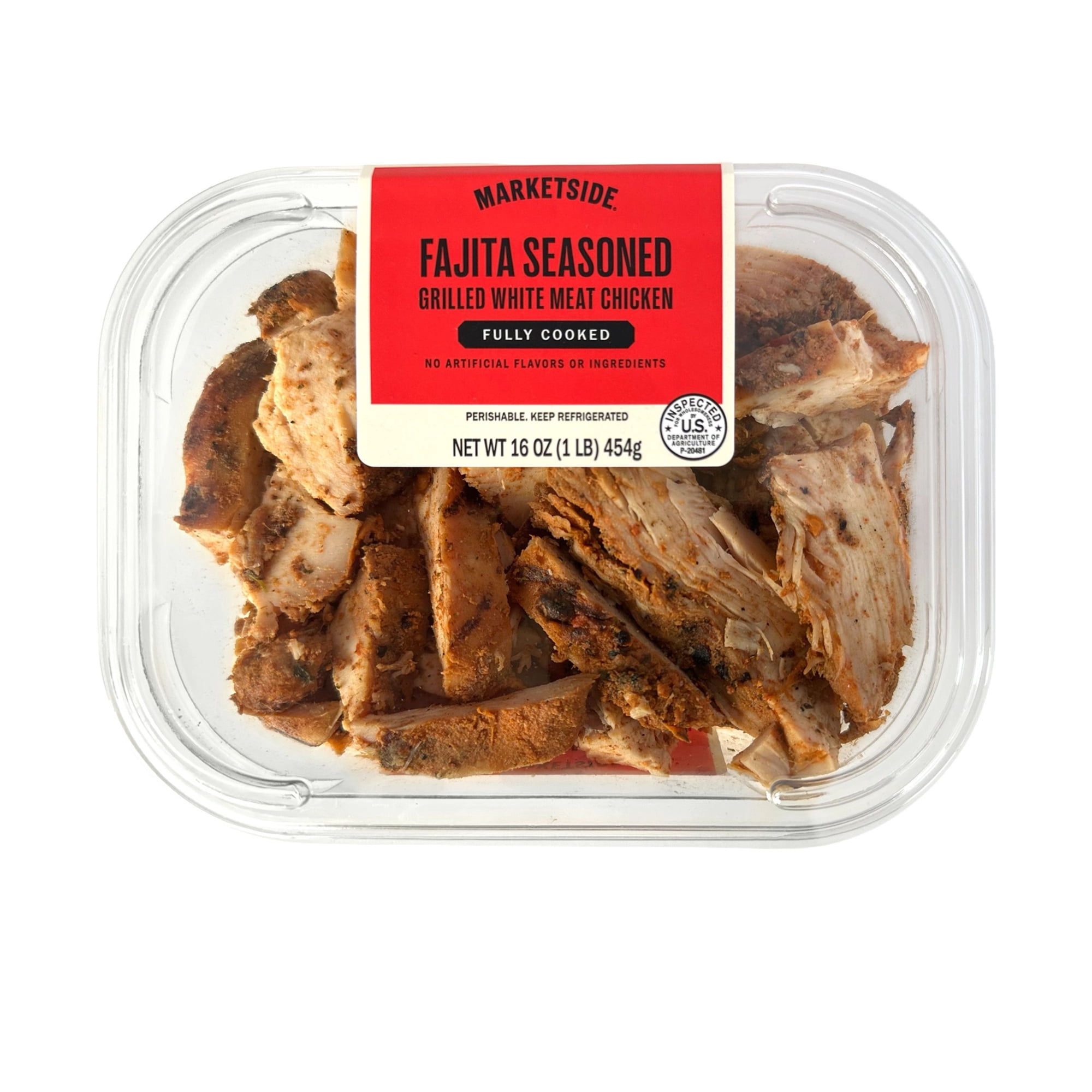 Marketside Fajita Seasoned Grilled Chicken, 16 oz, 20g of Protein, No Artificial Ingredients, Gluten Free (Refrigerated)