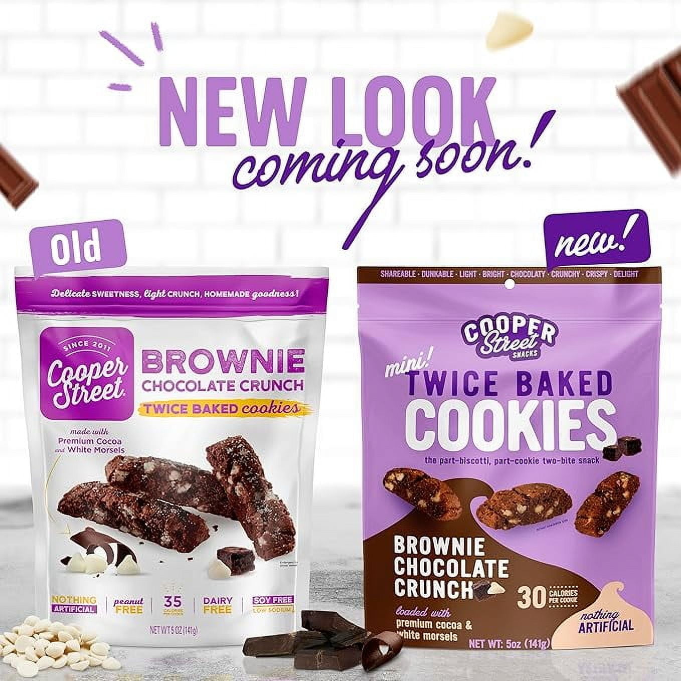 Cooper Street Twice Baked Italian Biscotti Cookies - Brownie Chocolate Biscotti - 5 oz - 6 Pack