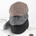 thumbnail image 2 of Gorro a cuadros de estilo coreano para otoño e invierno, boina cálida de tela cepillada, gorro para amantes, gorro de invierno., 2 of 6