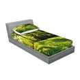 thumbnail image 2 of Ambesonne Green Fitted Sheet & Pillow Sham Set, Rising Sun Beams Forest, Twinxl, Green, 2 of 2
