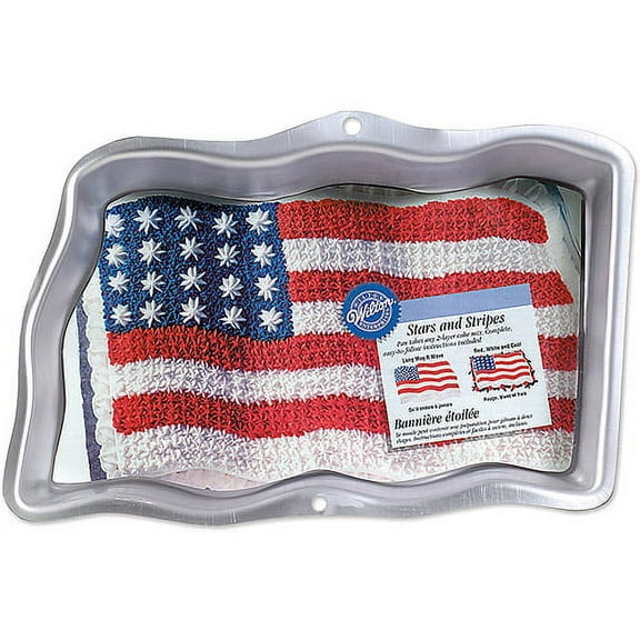 Wilton Novelty 13"x9" Shaped Cake Pan, Stars & Stripes 2105-183