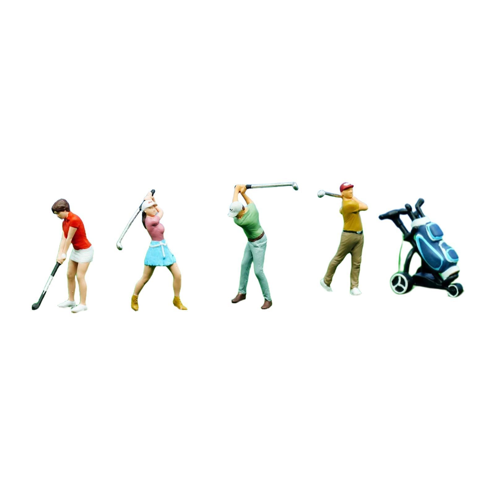 QccHieUs 4 Pieces 1/64 Miniature Golfer Figures Miniature Golf Players Playing Golf Photo with Bag