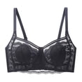 thumbnail image 1 of Sujetador de encaje sexy para mujer Cobertura completa Sujetador de encaje de talla grande Orejas de conejo antiflacidez Sin cubierta de sujetador con aros - Negro, 1 of 5