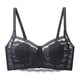 thumbnail image 1 of Sujetador de encaje sexy para mujer, cobertura total, talla grande, con orejas de conejo, antiflacidez, sin aros, color negro, 1 of 5