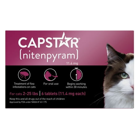 CAPSTAR (Nitenpyram) Fast-Acting Oral Flea Treatment for Cats (2-25 lbs)  6 Tablets  11.4 mg