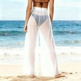 thumbnail image 6 of UQJfacai Womens Chiffon Beach Pants Boho Flowy Wide Leg Palazzo Pants Sheer See Through Cover Up High Waist Lounge Trouser S-2XL, 6 of 7
