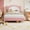 Pink+white, variant on Twin/Full Size Bed Frame for Bedroom- Cute Velvet Princess Platform Bed with Upholstered Headboard for Girls/Boys, Solid Wood Slats Support, No Box Spring Needed