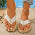 thumbnail image 2 of Rokment Flip Flops Beach Sandals for Women Indoor and Outdoor Waterproof Water Swim Pool Flat Thongs Slippers Casual Dress Slip on Slides Summer Shoes Beige Size 5.5, 2 of 7