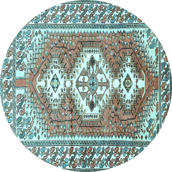 Ahgly Company Indoor Round Persian Light Blue Traditional Area Rugs, 3' Round