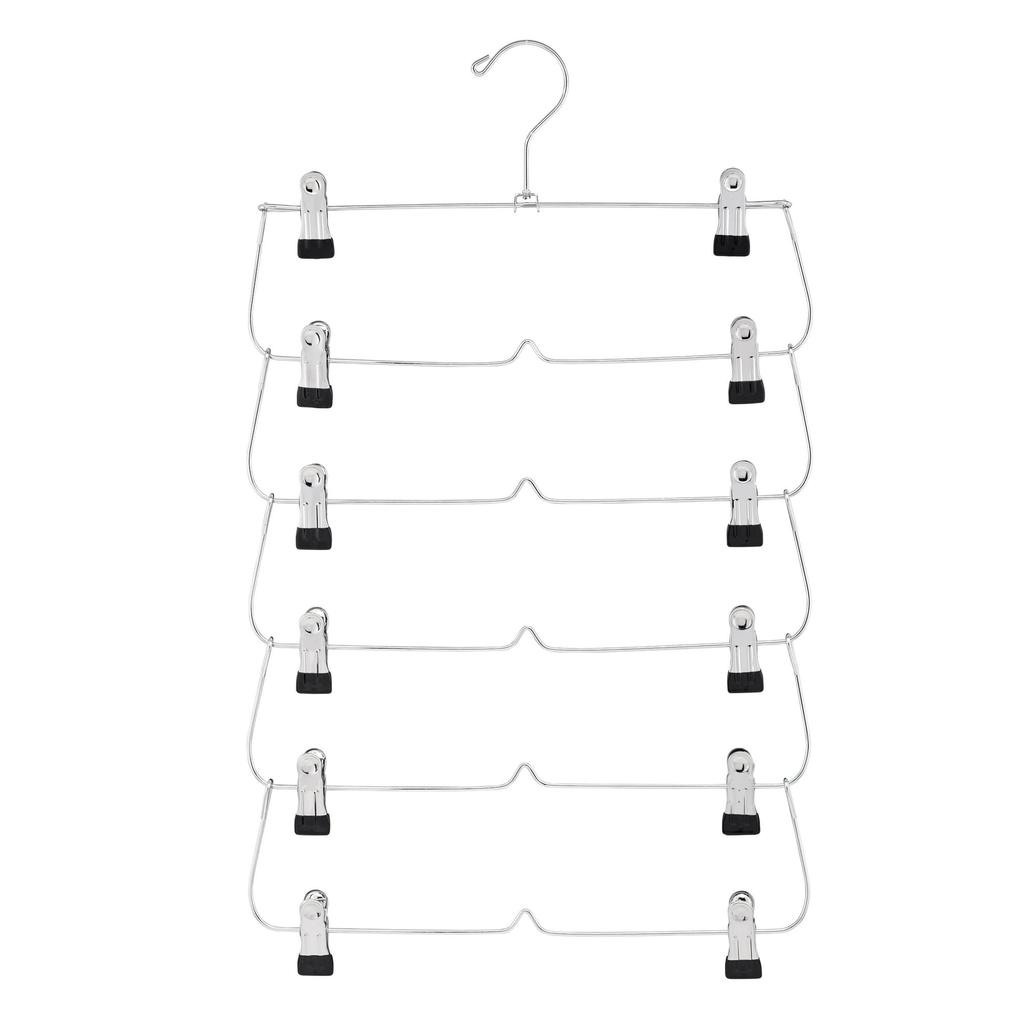 Mainstays 6-Tier Space-Saving Chrome Metal Pant & Skirt Hanger