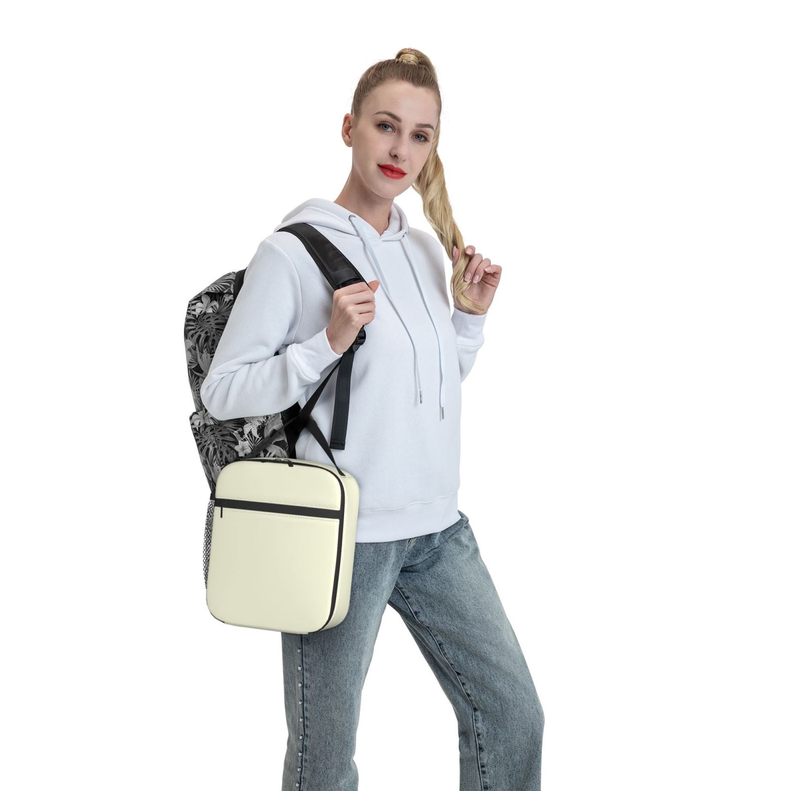 Lunch Bag For Women Men Insulated Portable Lunch Box Bento Box Office Picnic Travel Cooler Bag Beige