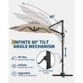 thumbnail image 5 of 10ft Solar LED Cantilever Patio Umbrella, 360-Degree Rotation Hanging Offset Market Outdoor Sun Shade w/Lights, Easy Tilt, Cross Base for Backyard, Deck, Poolside, 5 of 7