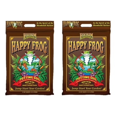FoxFarm FX14054 Happy Frog Nutrient Rich and pH Adjusted Rapid Growth Garden Potting Soil Mix is Ready to Use, 12 quart 2 Pack