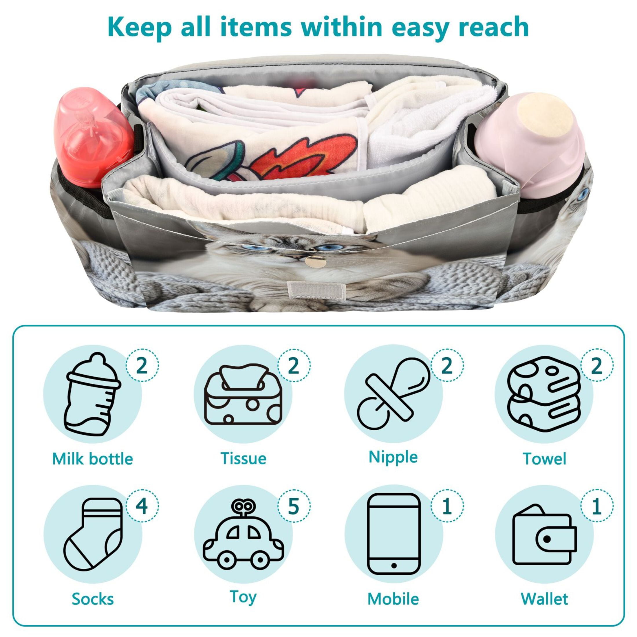 DIXRUYEE Stroller Organizer Nap Queen Printed
