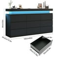 thumbnail image 4 of ChVans Black 9 Drawer Dresser with LED Lights, 63" Wide Modern Wood Chest of Drawers with Charging Station & Handle Free, LED Black Dresser for bedroom, Living Room, Entryway, Hallway, 4 of 8