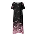 thumbnail image 4 of Usmixi Summer Dresses for Women Casual Pocket Button Down Plus Size Tunic Dresses Elbow-Length V-Neck Camouflage Long Sun Dress Black s, 4 of 5