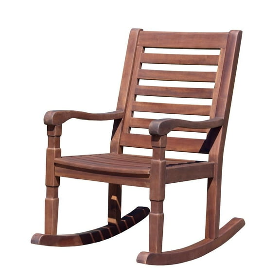 Turtleplay Nantucket Hardwood High Back Kids Rocking Chair, Brown