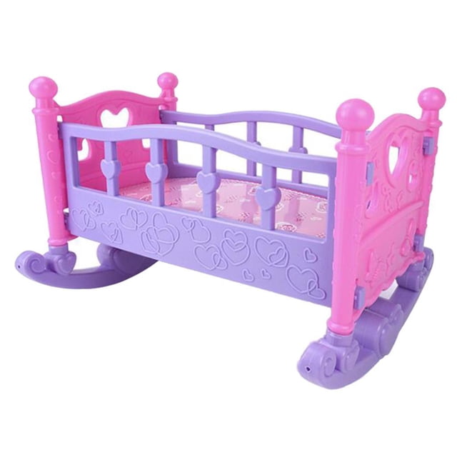 Vogacara Doll Rocking Bed Toy Infant Carriage Play Pretend Nursery Role Gift Toy casas de muñecas