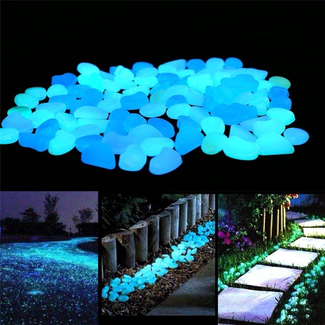 300Pcs Luminous Pebbles Stones Luminous Stones Glow in The Dark Garden Pebbles Rocks for Home Outdoor Walkways Garden Path Patio Lawn Garden Yard Fish Tank Decor Mix Color(14*11mm)