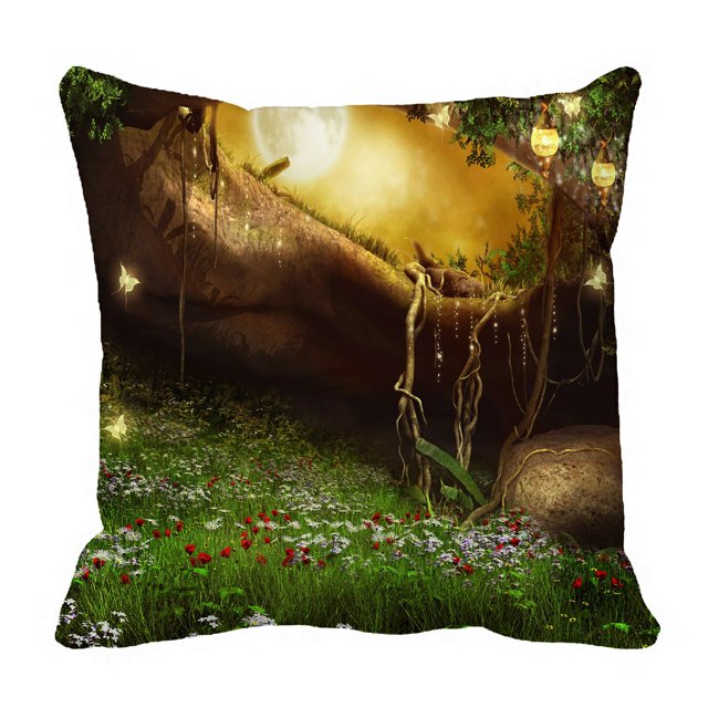 Funda De Almohada ABPHQTO Cueva Encantada Con Flores y Mariposas 40x40 cm