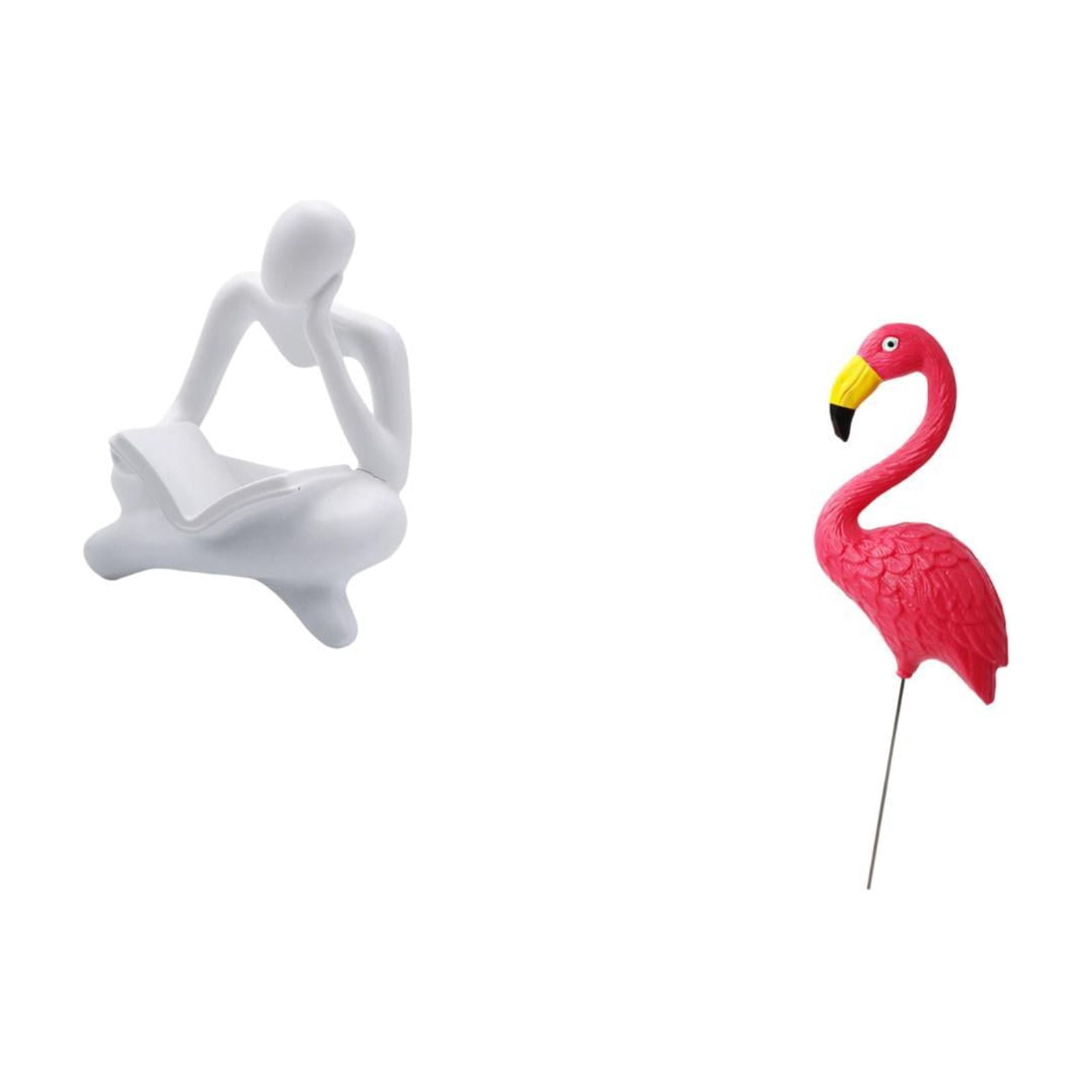 2 Pieces Abstract Reader Figurine Flamingo Garden Stake Human Statue Hollow Design for Living Room Yard Art