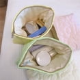 thumbnail image 2 of Fashion Multifunctional Flower Large Capacity Inner Pouch Handbag Zipper Solid Color Women Makeup Bag Beauty Storage Bag Korean Style Comestic Case Travel Toilet Bag WHITE, 2 of 8