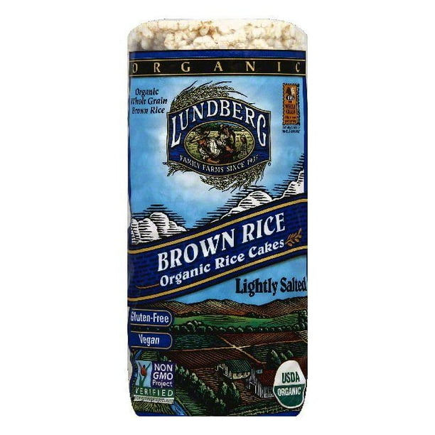 Lundberg Gluten Free Rice Cakes Organic Low Salt Brown, 8.5 OZ (Pack of
