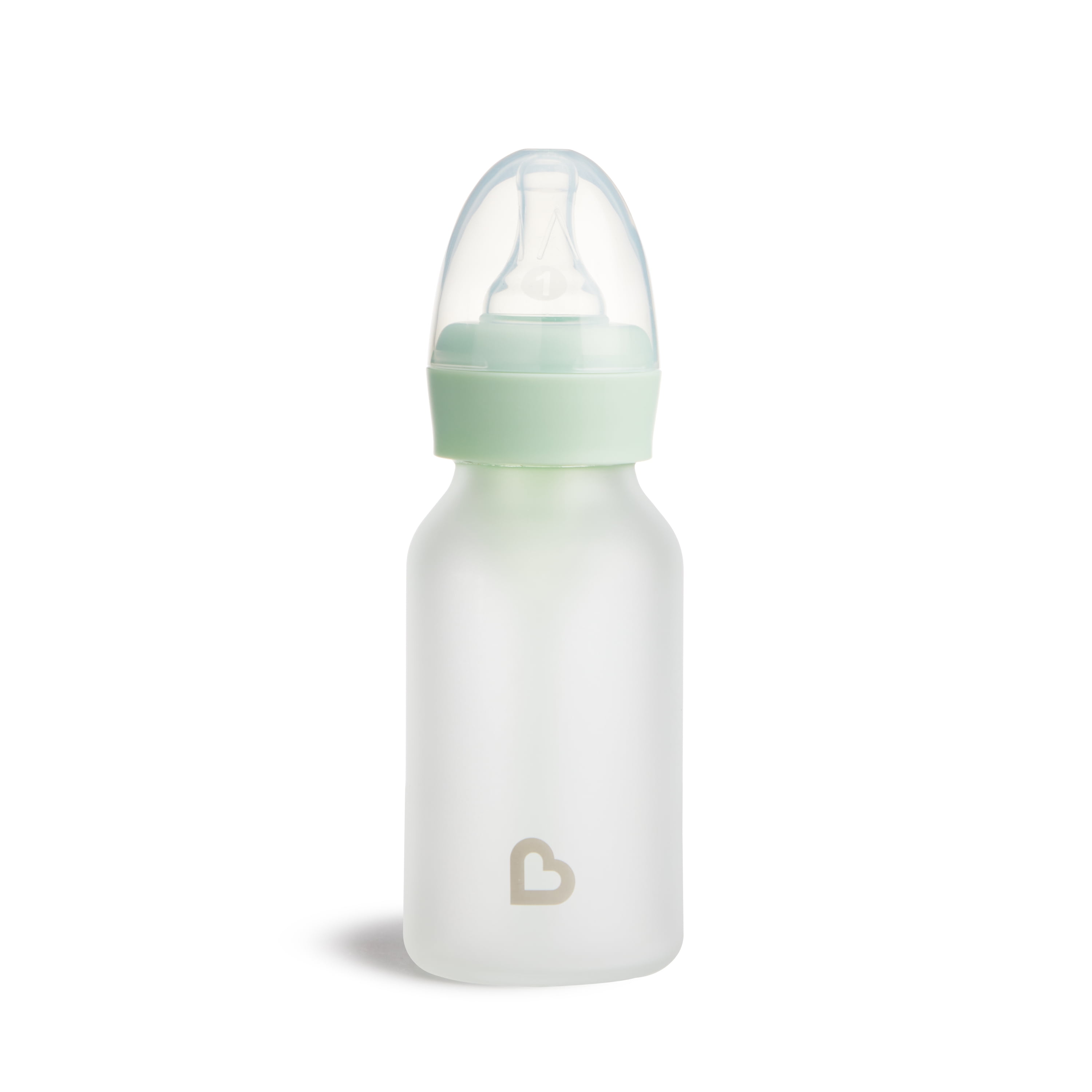 Munchkin Bond™ Silicone Coated Glass Baby Bottles - Anti-Colic Feeding System with Natural Feel Nipples, 4 ounce, 2 Pack, Green