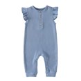 thumbnail image 2 of Sleeveless Solid Romper for Toddler Baby Girl Boy Cotton Fly Sleeve Jumpsuit, 2 of 6