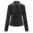 thumbnail image 4 of UTTOASFAY Coat Women'S Slim-Fit Leather Stand-Up Collar Zipper Motorcycle Suit Thin Coat Jacket Black XL, 4 of 7