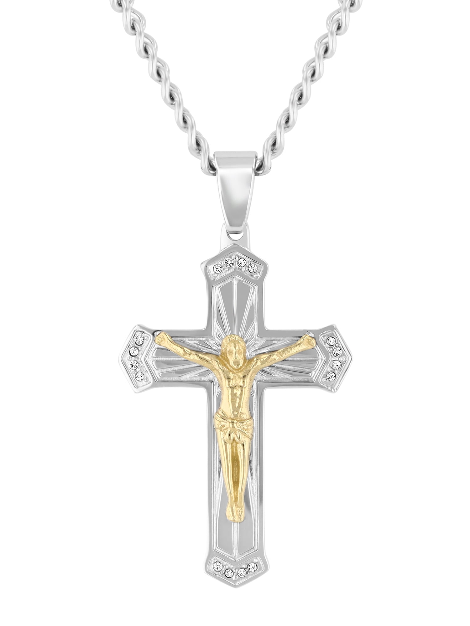 Believe by Brilliance Men's Stainless Steel Cross Pendant with