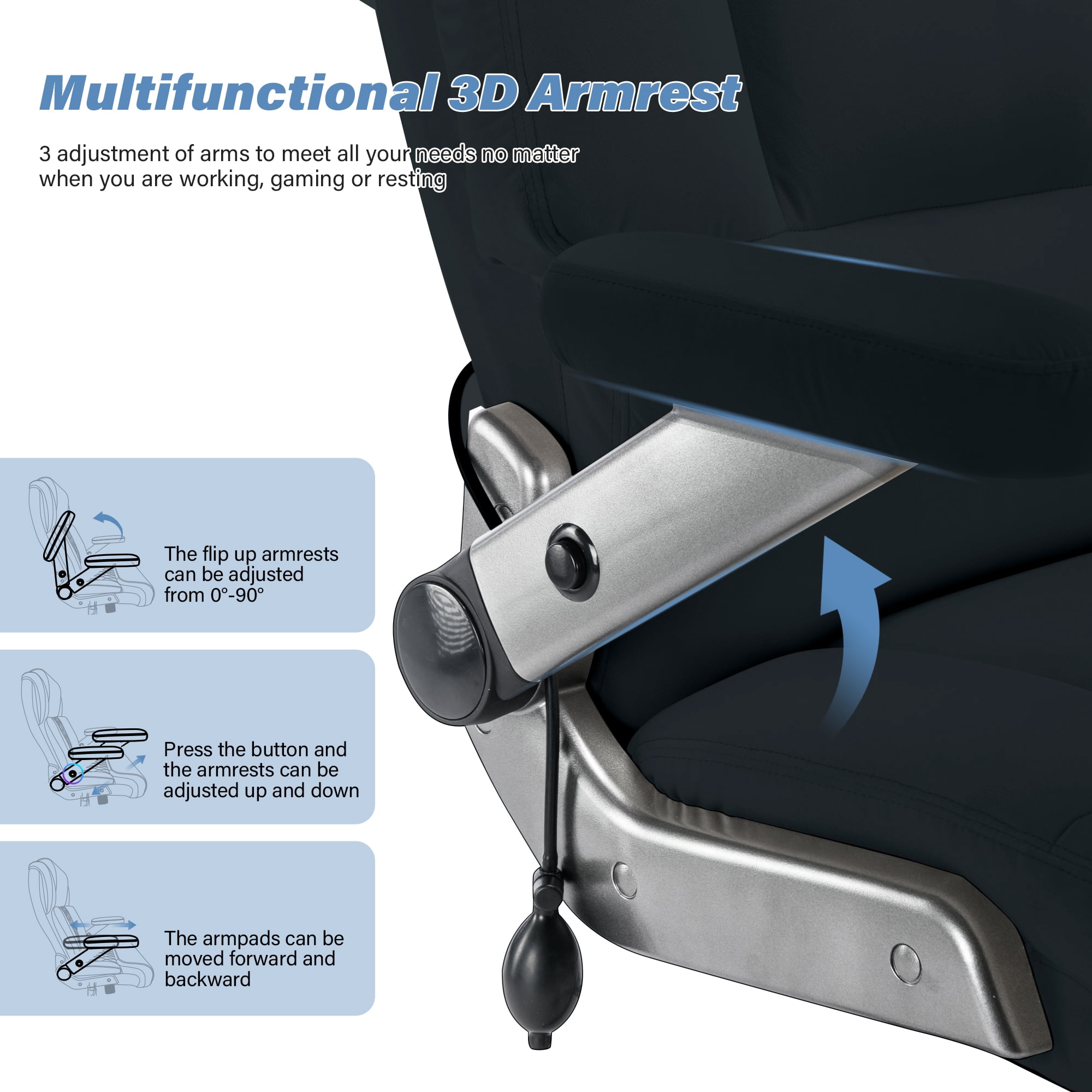 Big and Tall 700lbs Office Chair, Ultra-Soft Fabric Executive Desk Chair, Ergonomic Computer Chair with 3D Flip Up Arms, Adjustable Lumbar Support, Heavy Duty Metal Base and Quiet Rubber Wheel, Black