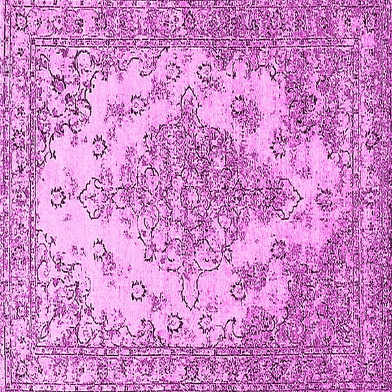 Ahgly Company Indoor Square Oriental Pink Industrial Area Rugs, 8' Square