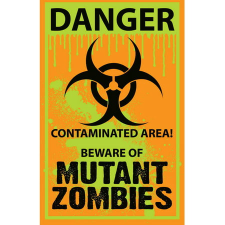 Mutant Zombie Biohazard Contaminated Area Warning Sign Halloween Decoration