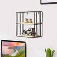 thumbnail image 5 of No-Drill Wall Mounted Storage Shelf | Double Layer Iron & Wood Display Rack | Gold or Black European Style | Living Room & Bedroom Wall Decor, 5 of 6