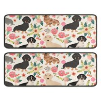 Kitchen Rugs Sets Of 2,Dachshund and Flower Anti Fatigue Kitchen Mat Rugs Non Slip Washable,Decorative Kitchen Floor Mats for Kitchen,Sink,Laundry,17"x47" 17"x47"