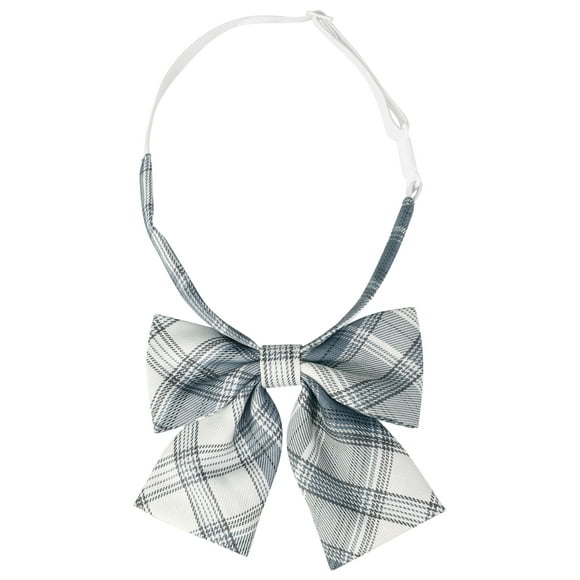 Unique Bargains Elerevyo Women's Plaid Bow Ties Elastic Band Pretied Bowties for Casual Blue Beige One Size