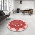 thumbnail image 4 of Ahgly Company Tapis d'Intérieur Ronds Transitionnels Pastel Rose Lavables à la Machine, 8 Pieds Rond, 4 of 7