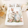 thumbnail image 5 of Erosebridal Girls Cute Bunny Queen Sheet Sets,Easter Eggs Bunny Pink Flower Floral Bed Set For Kids 4-Piece, 5 of 6