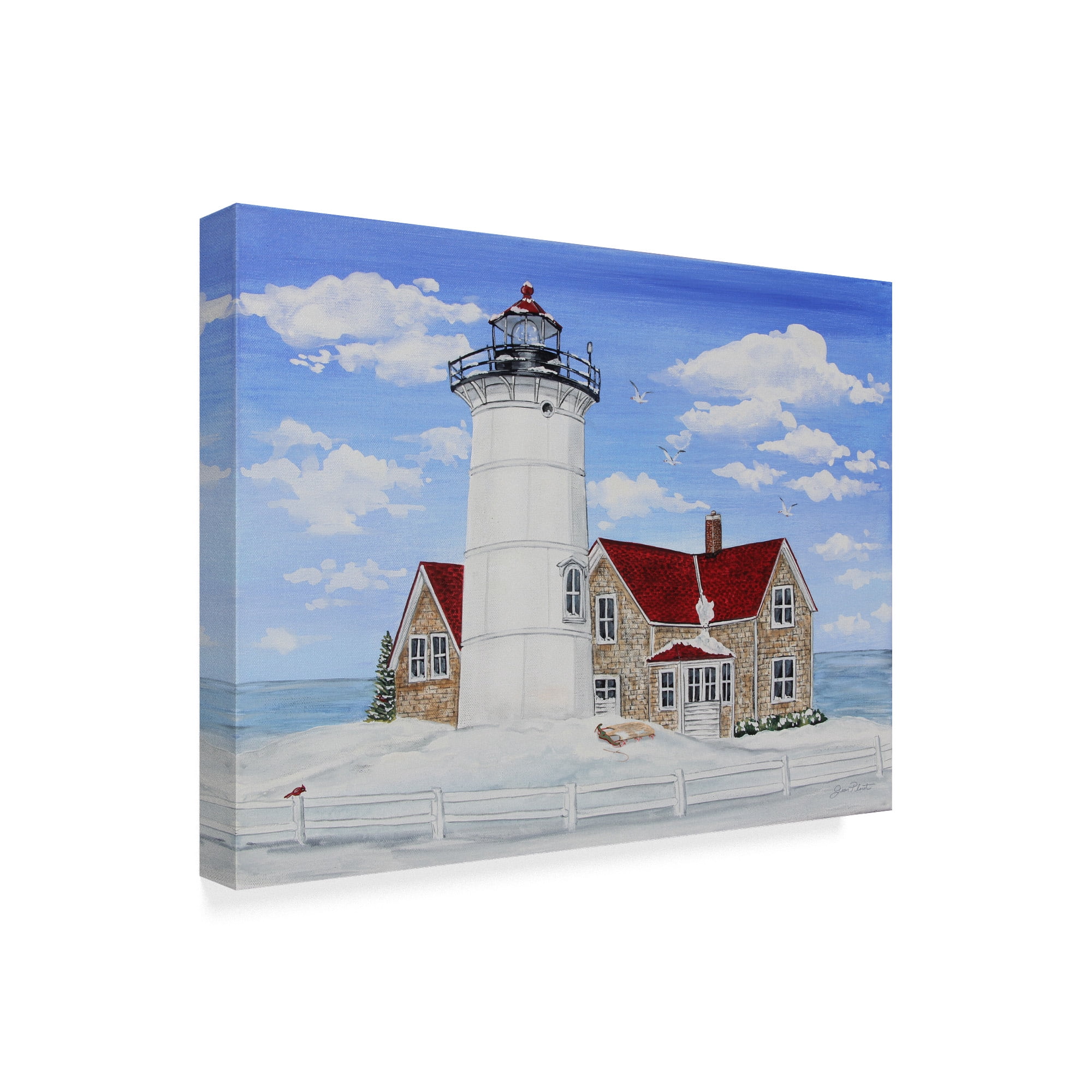 Trademark Fine Art 'Winter Lighthouse 2' Canvas Art by Jean Plout